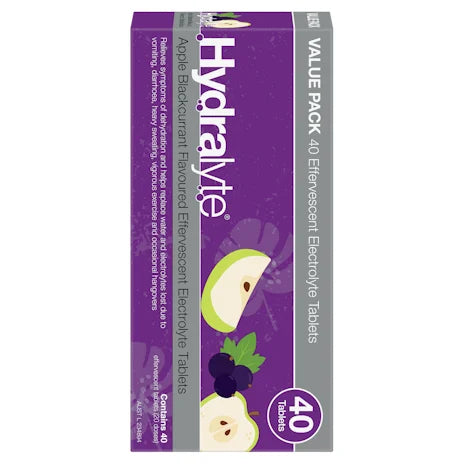 Hydralyte Electrolyte Apple Blackcurrant 40 Effervescent Tablets