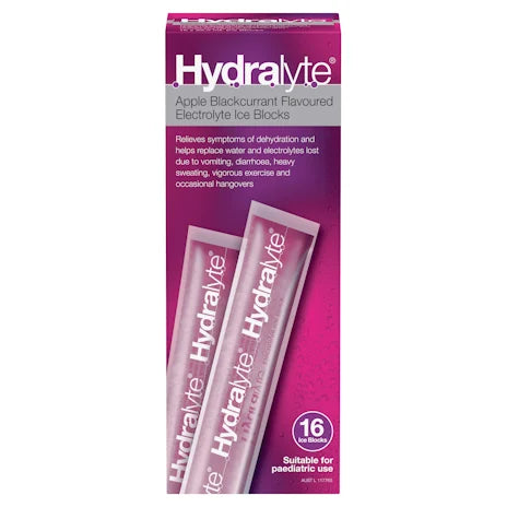 Hydralyte Electrolyte Ice Block Apple Blackcurrant 16 Pieces