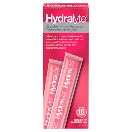 Hydralyte Ice Block Straw Kiwi 62.5mL x 16's