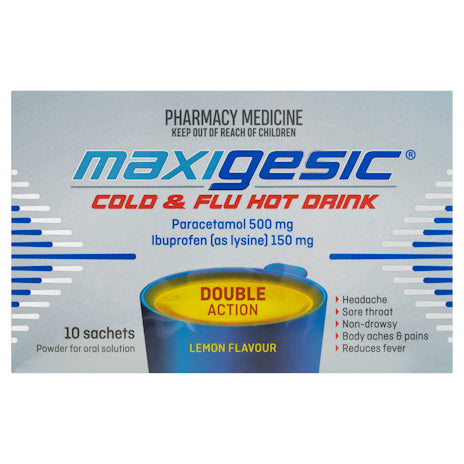 Maxigesic Cold & Flu Hot Drink Sachet 500mg/150mg 10