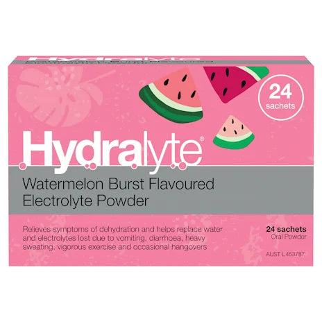 Hydralyte Watermelon Burst Flavoured Electrolyte Powder Sachet 24s
